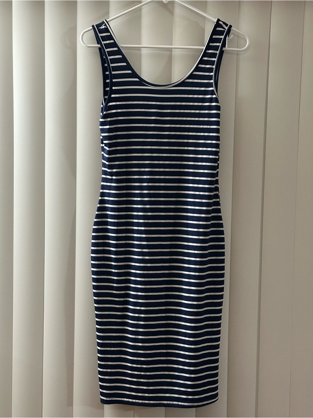 SHEIN Navy and White Striped Scoop Neck Tank Dress